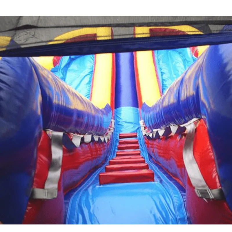 18'H Dual Lane Wet n Dry Slide in Red and Blue