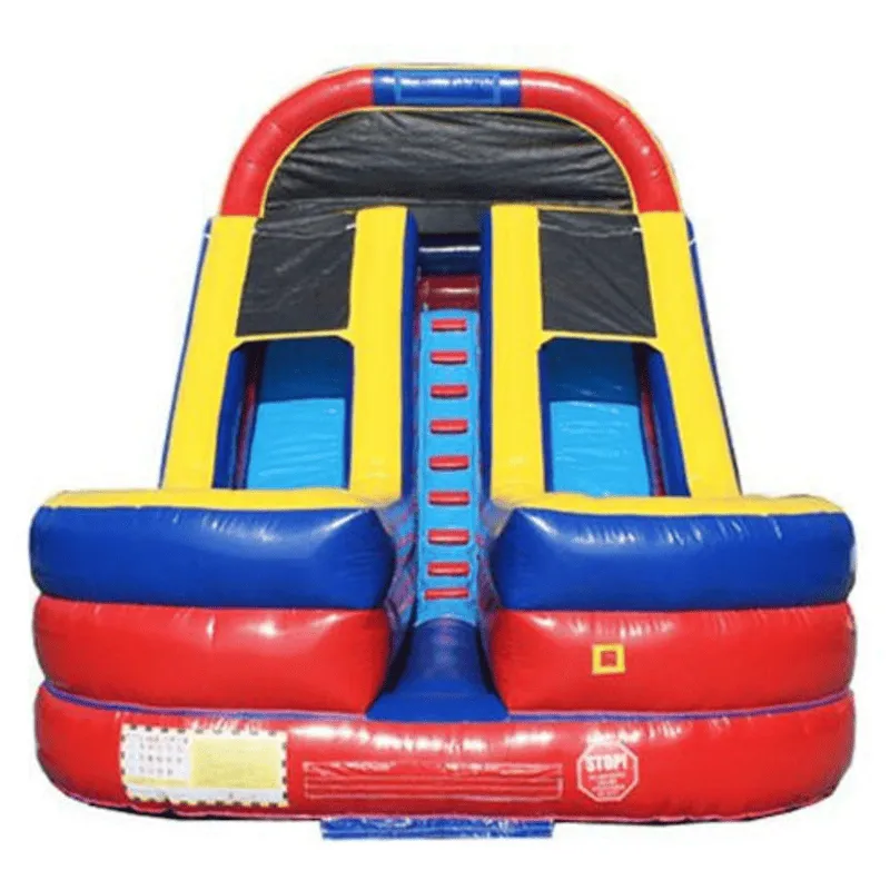 18'H Dual Lane Wet n Dry Slide in Red and Blue