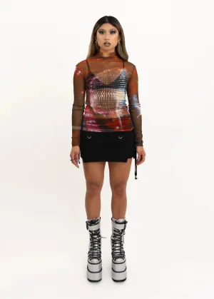 1999 Mirror Ball print silk mesh top *BB exclusive recut*