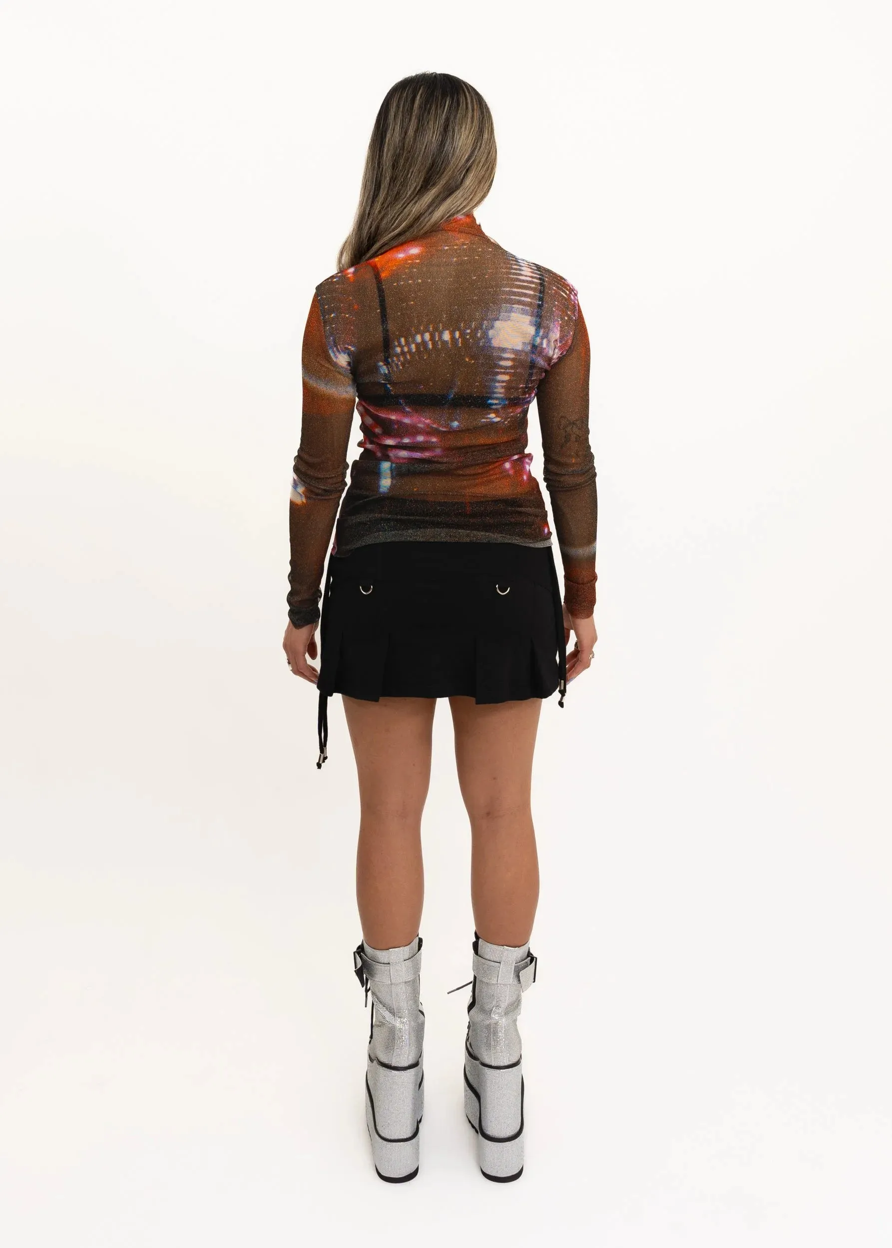 1999 Mirror Ball print silk mesh top *BB exclusive recut*