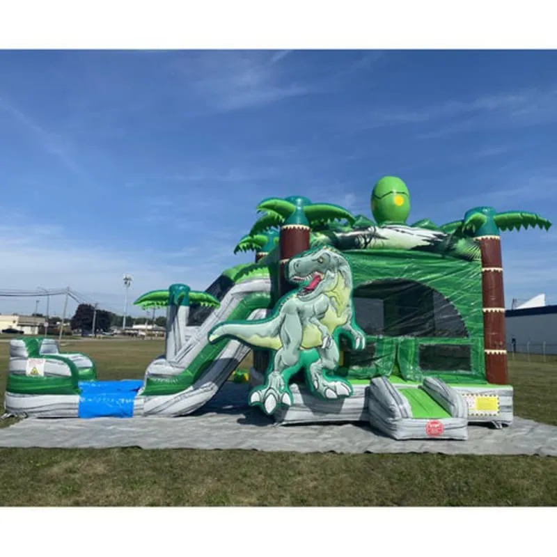 2-Lane T-Rex Bounce House Combo Wet n Dry with Slide