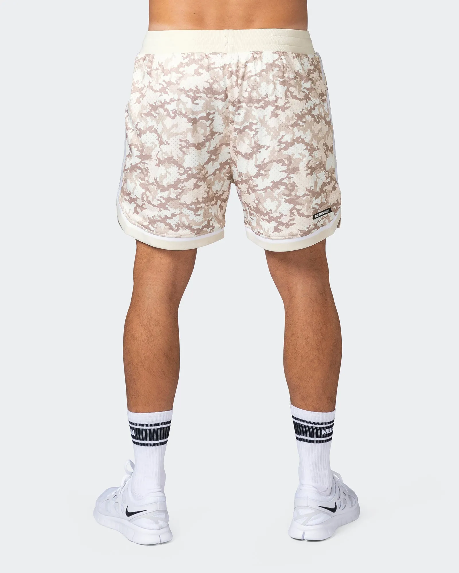 8" Basketball Shorts - Beige Camo Print