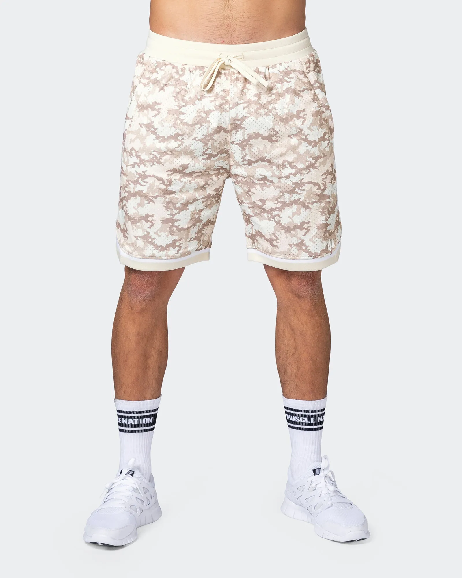 8" Basketball Shorts - Beige Camo Print