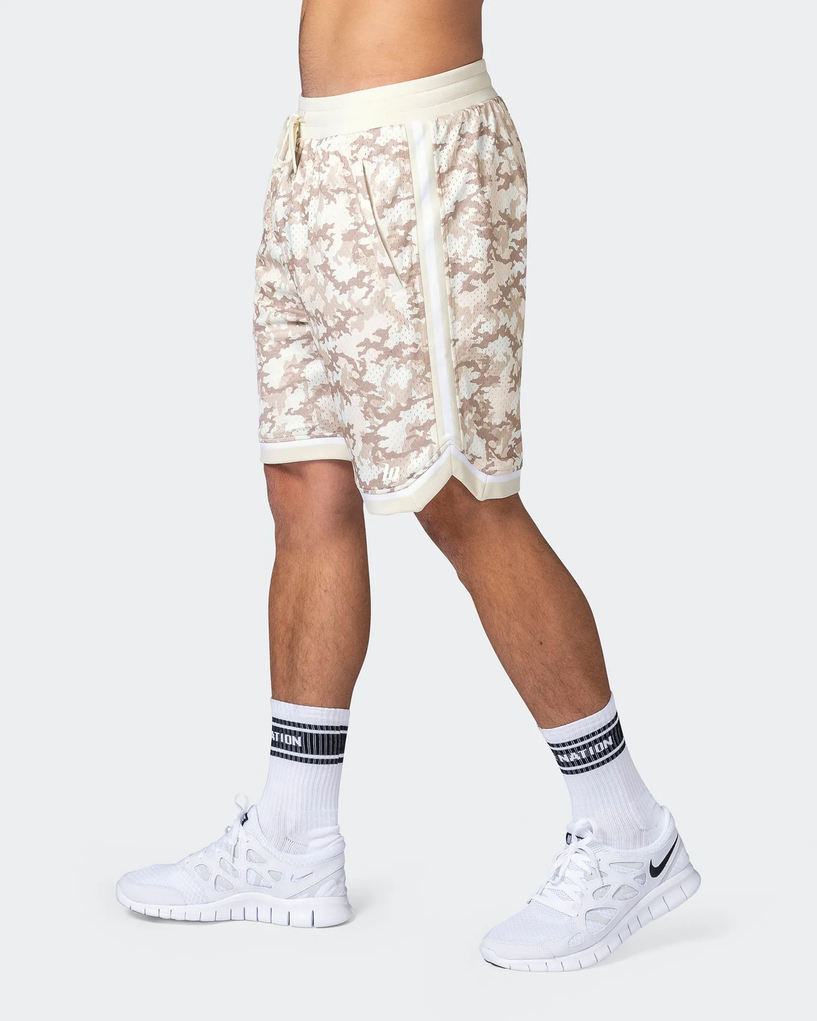 8" Basketball Shorts - Beige Camo Print