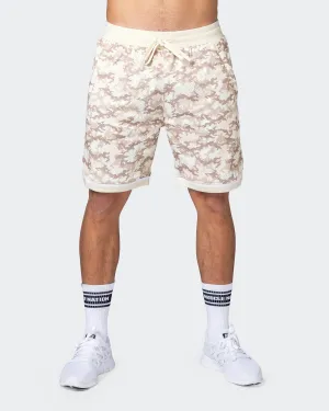 8" Basketball Shorts - Beige Camo Print