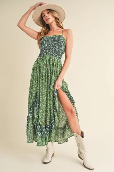 Aemi   Co Ditsy Floral Ruffled Hem Maxi Cami Dress