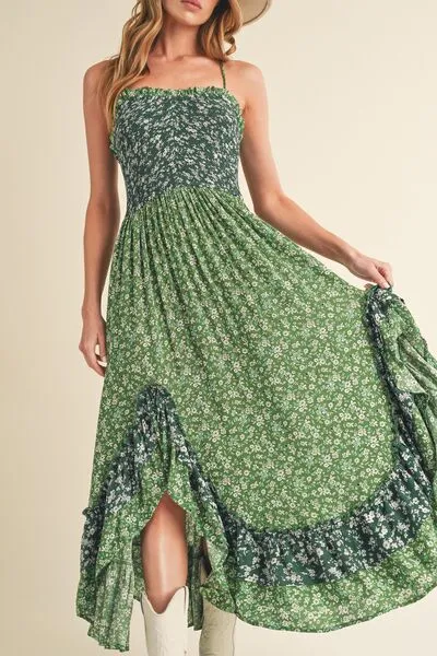 Aemi   Co Ditsy Floral Ruffled Hem Maxi Cami Dress