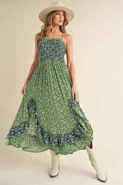 Aemi   Co Ditsy Floral Ruffled Hem Maxi Cami Dress