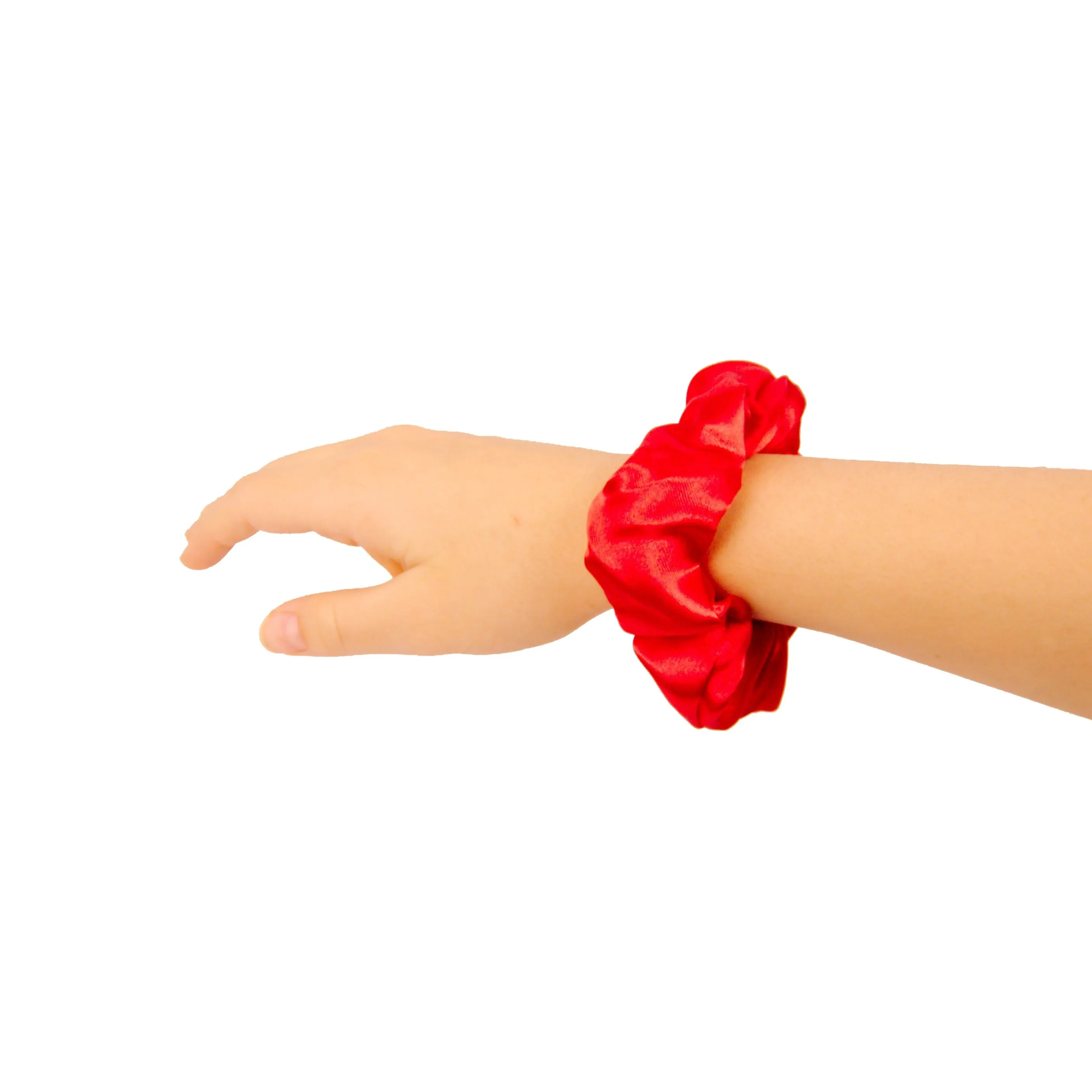 Amelia Beauty Products, Red, White and Green Satin Scrunchies, 3.5in Diameter, Gentle on Hair, Strong Hold, No Snag, No Dents or Creases. 8 Pack