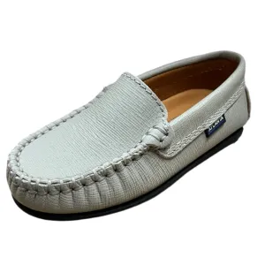 Atlanta Moccasin Boy's and Girl's Originals 015 Plain Vamp Loafers - Grey Stone Safiano