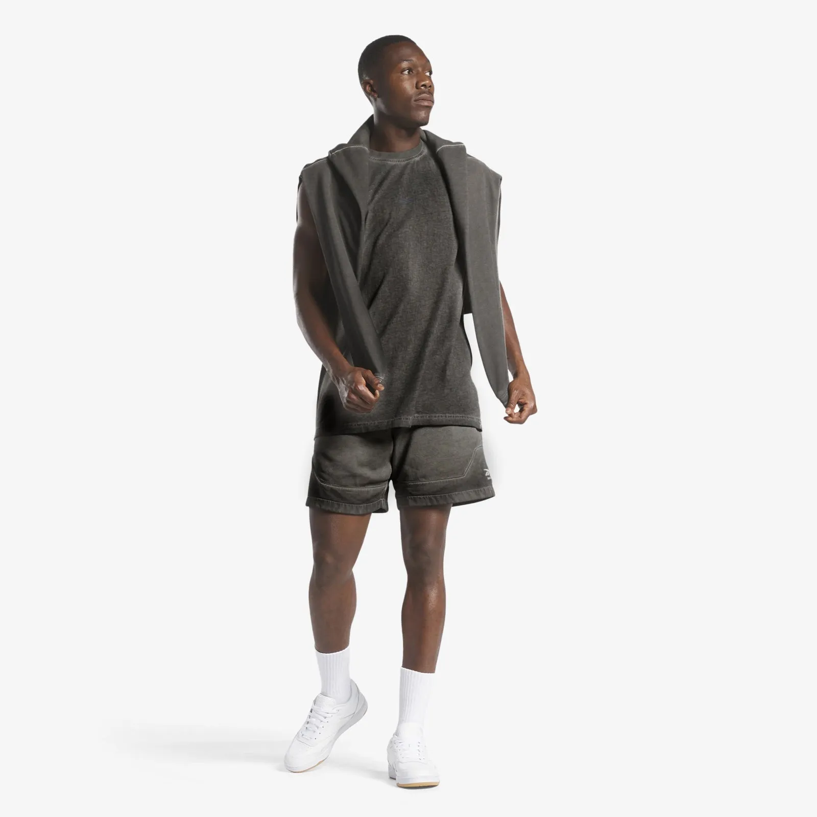 Basketball Court Top Bi-Dye Fleece Shorts - Black