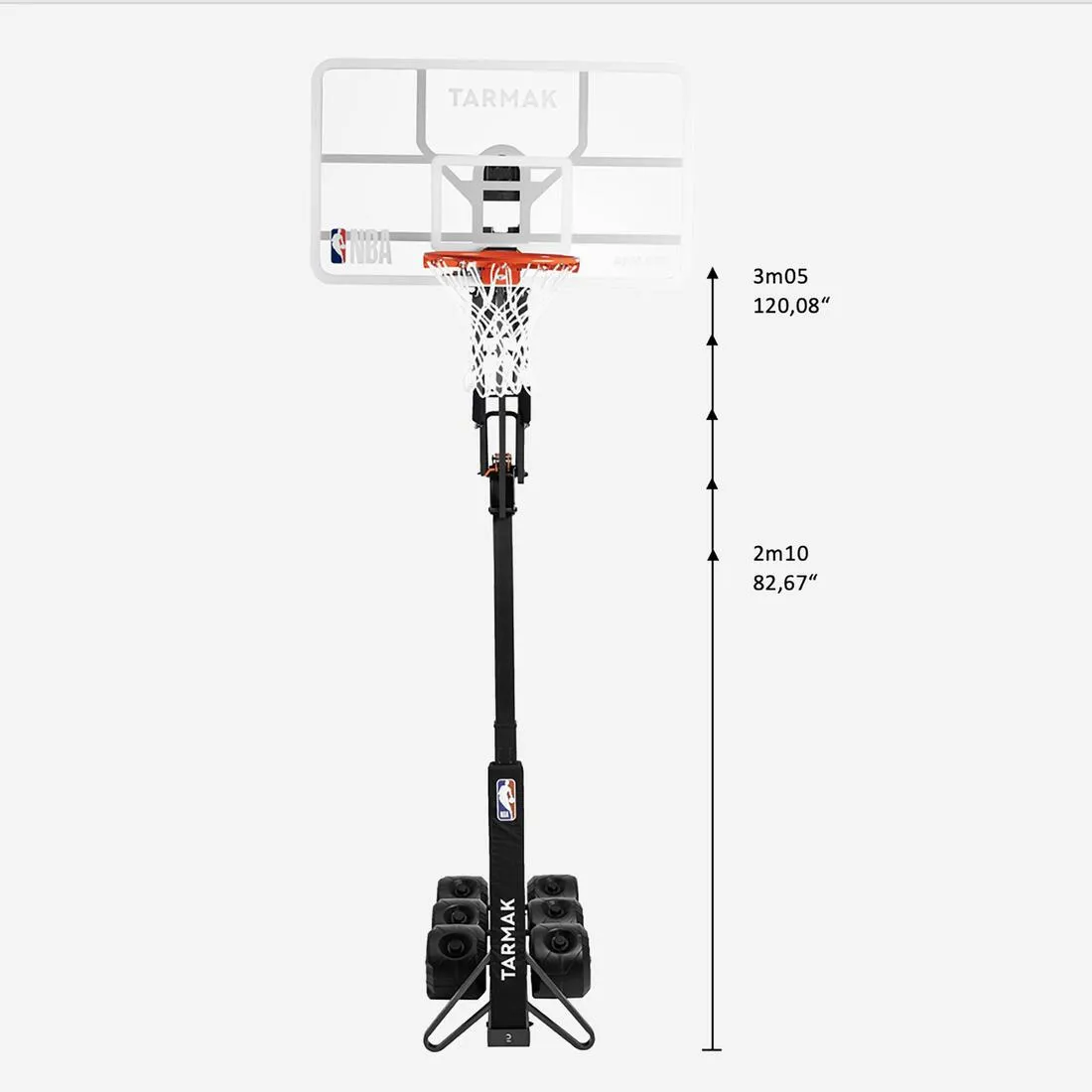 Basketball Hoop By Tarmak - Adjustable Up To 3.05m & Folds Away