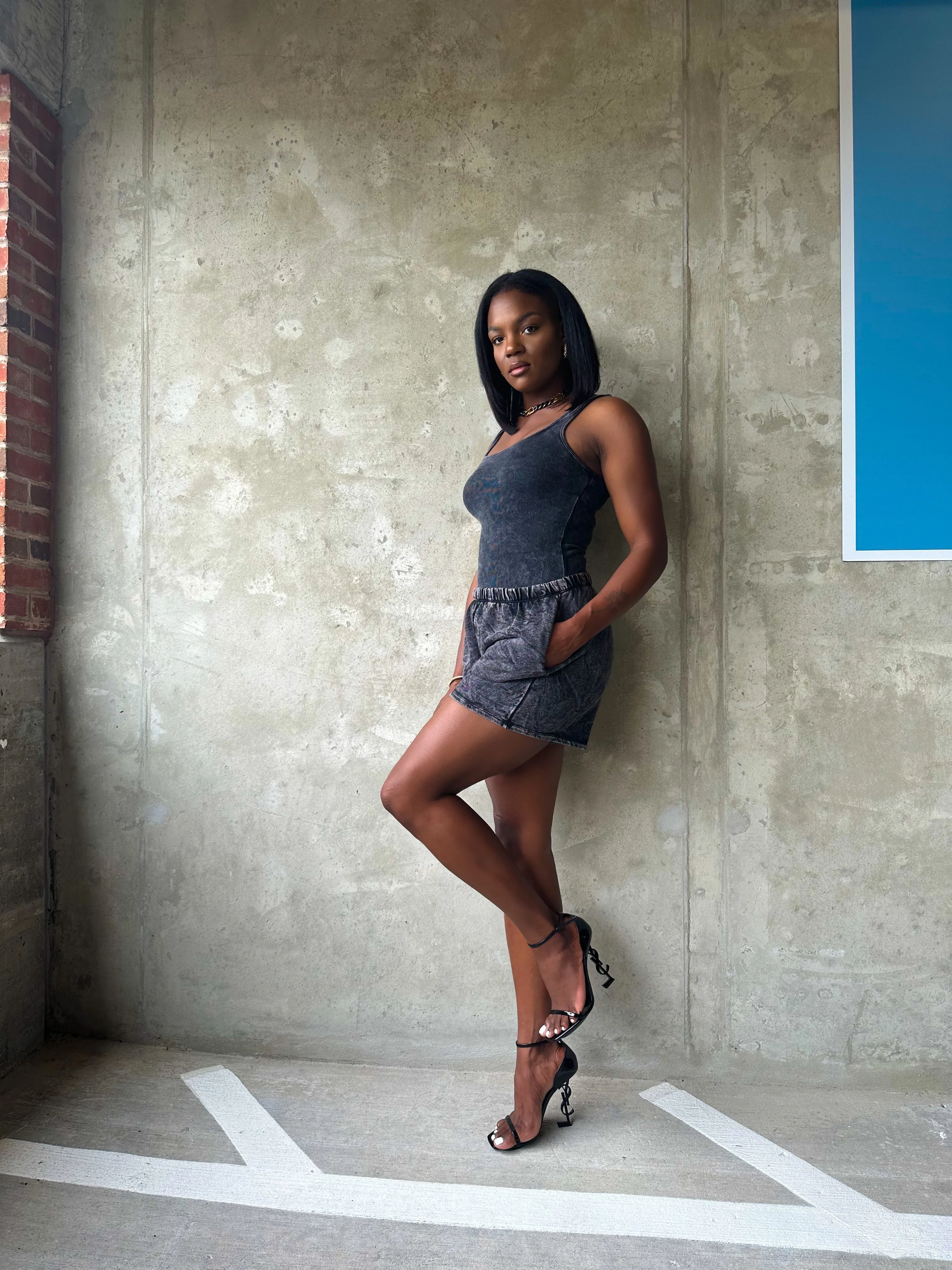 Black Acid Wash 2 piece Set
