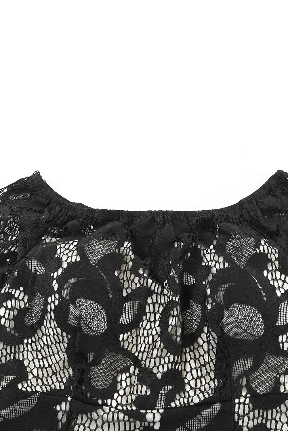 Black Floral Lace Off Shoulder Mini Dress