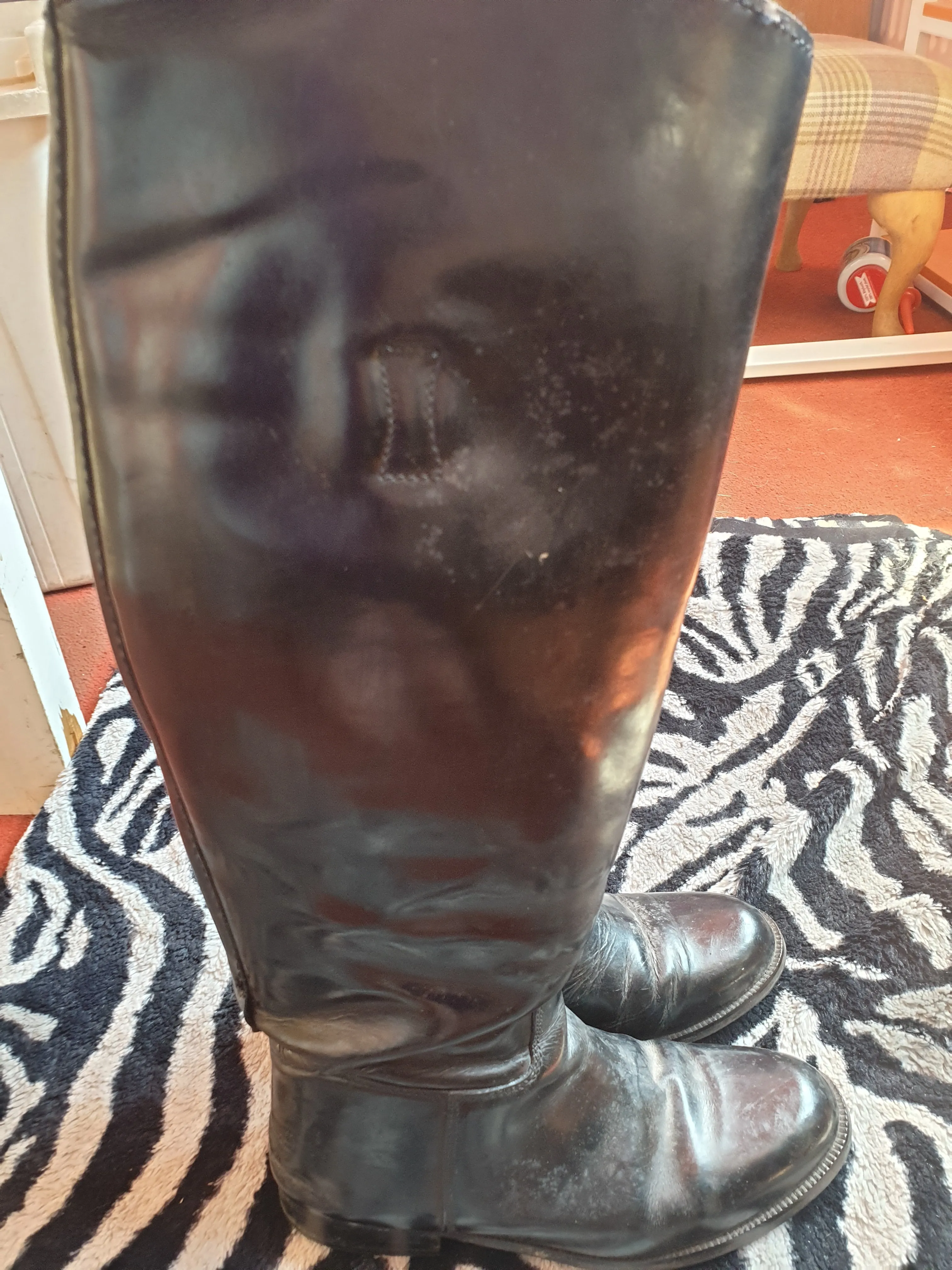 Black leather size 7 loveson wide calf long riding boots FREE POSTAGE ✅