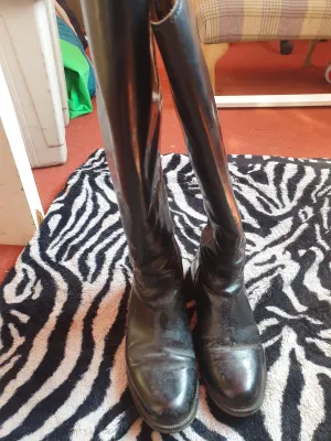 Black leather size 7 loveson wide calf long riding boots FREE POSTAGE ✅