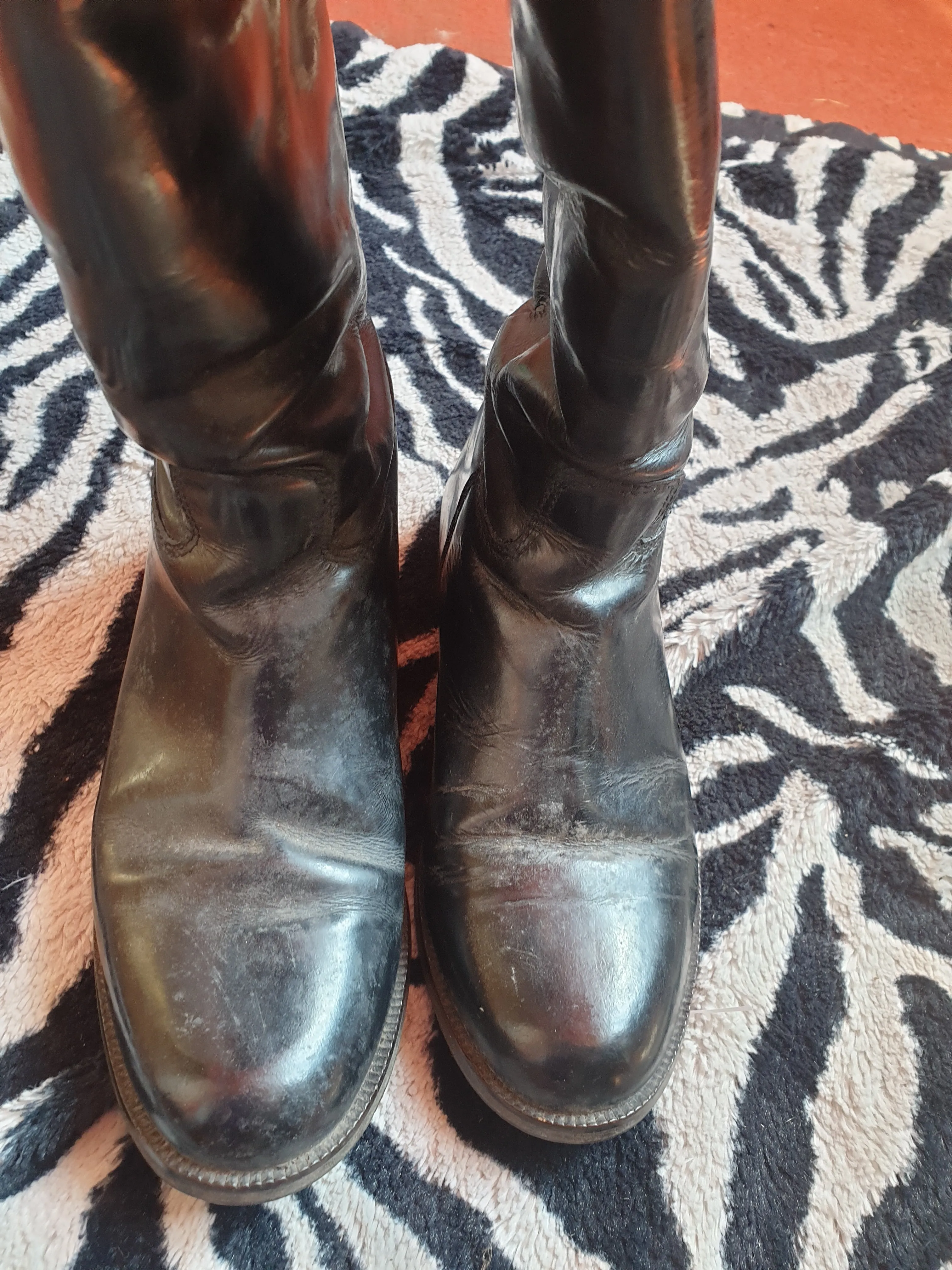 Black leather size 7 loveson wide calf long riding boots FREE POSTAGE ✅
