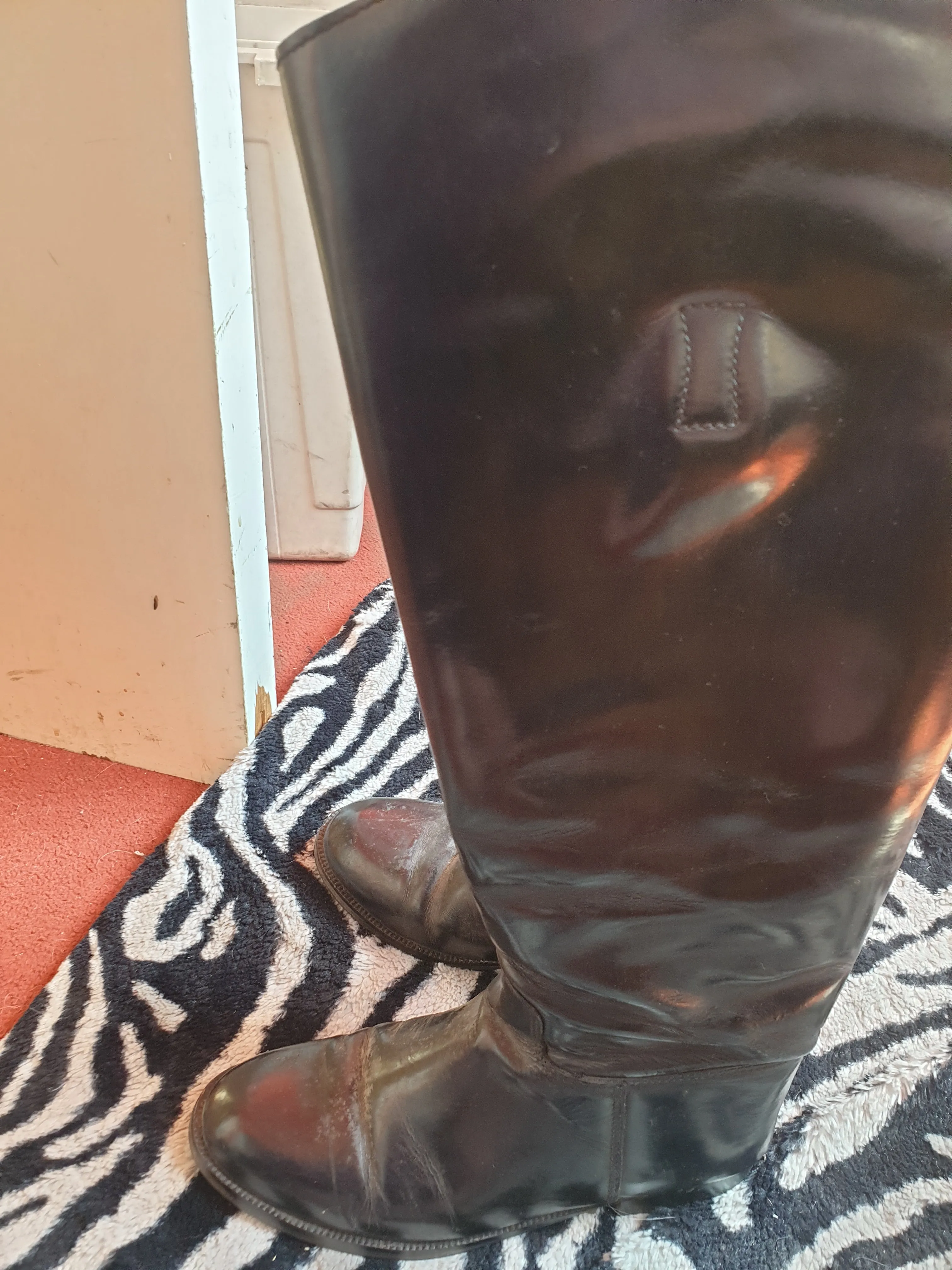 Black leather size 7 loveson wide calf long riding boots FREE POSTAGE ✅