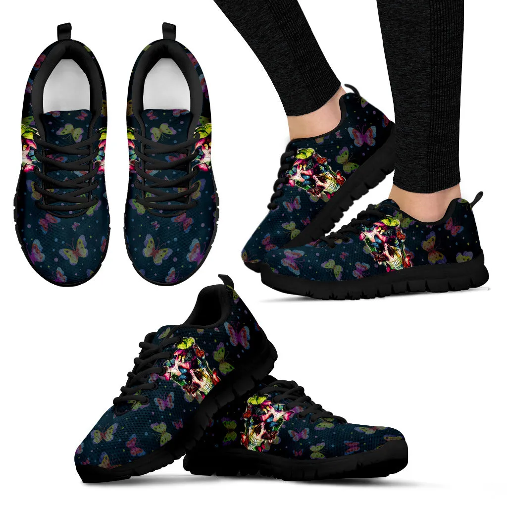 Butterfly and Skull Hand Crafted Sneakers