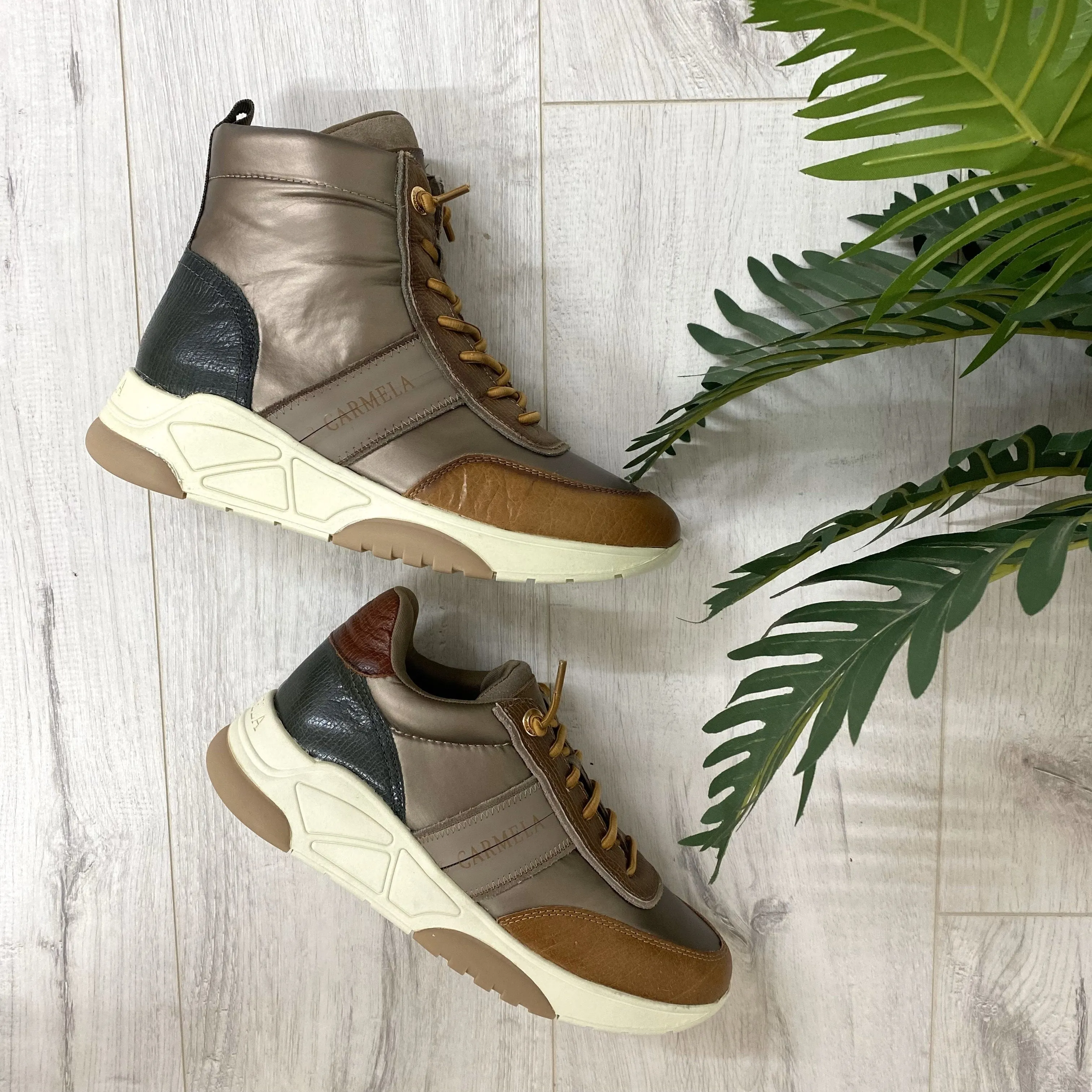 Carmela Brown Lace Up Sneaker Boots