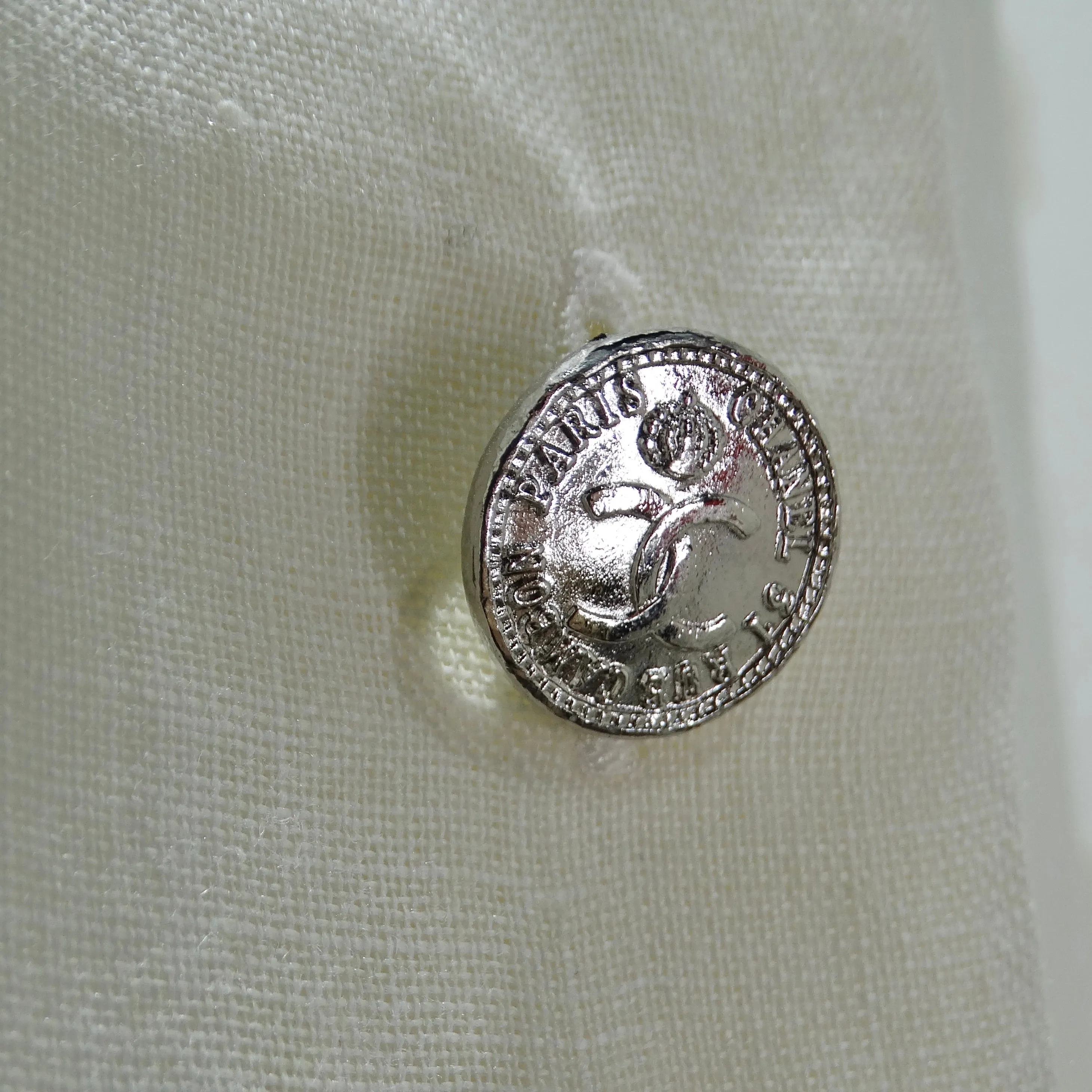 Chanel 90s White Linen Button Down Shirt