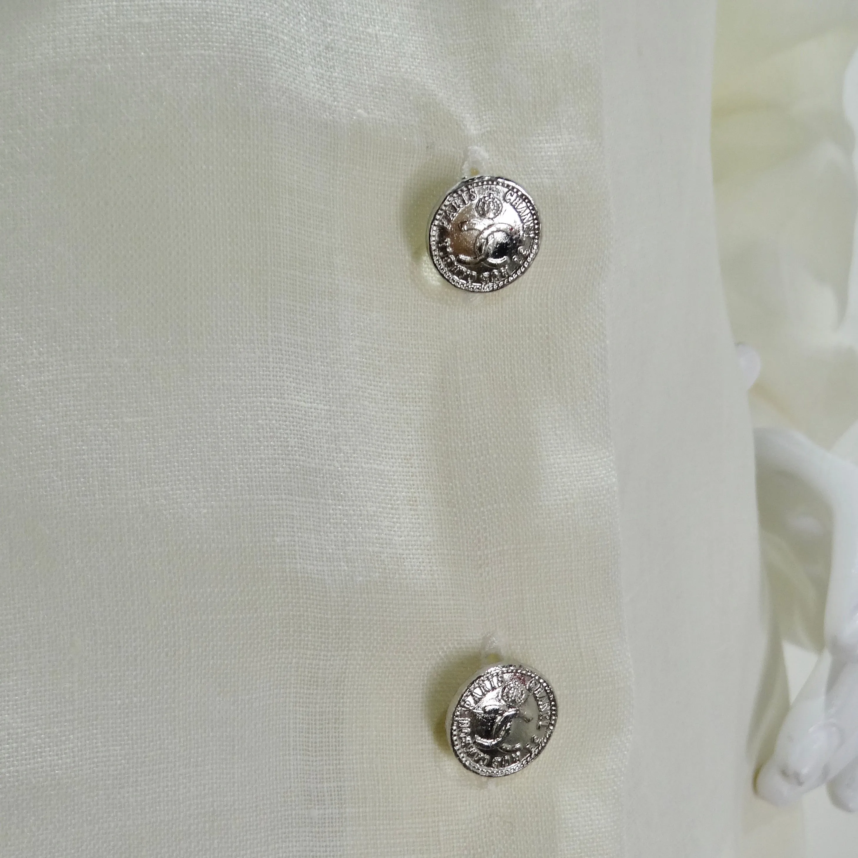 Chanel 90s White Linen Button Down Shirt