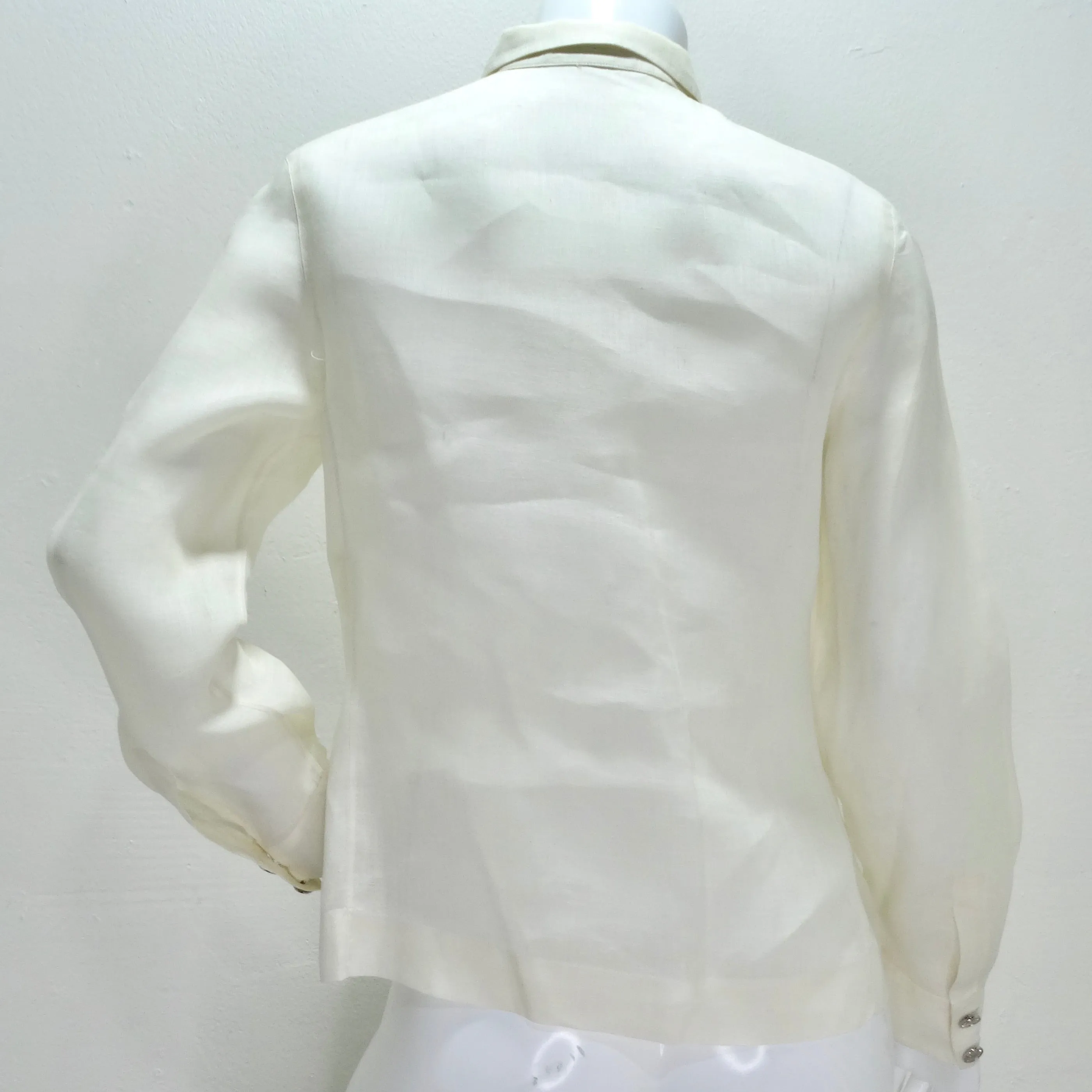 Chanel 90s White Linen Button Down Shirt