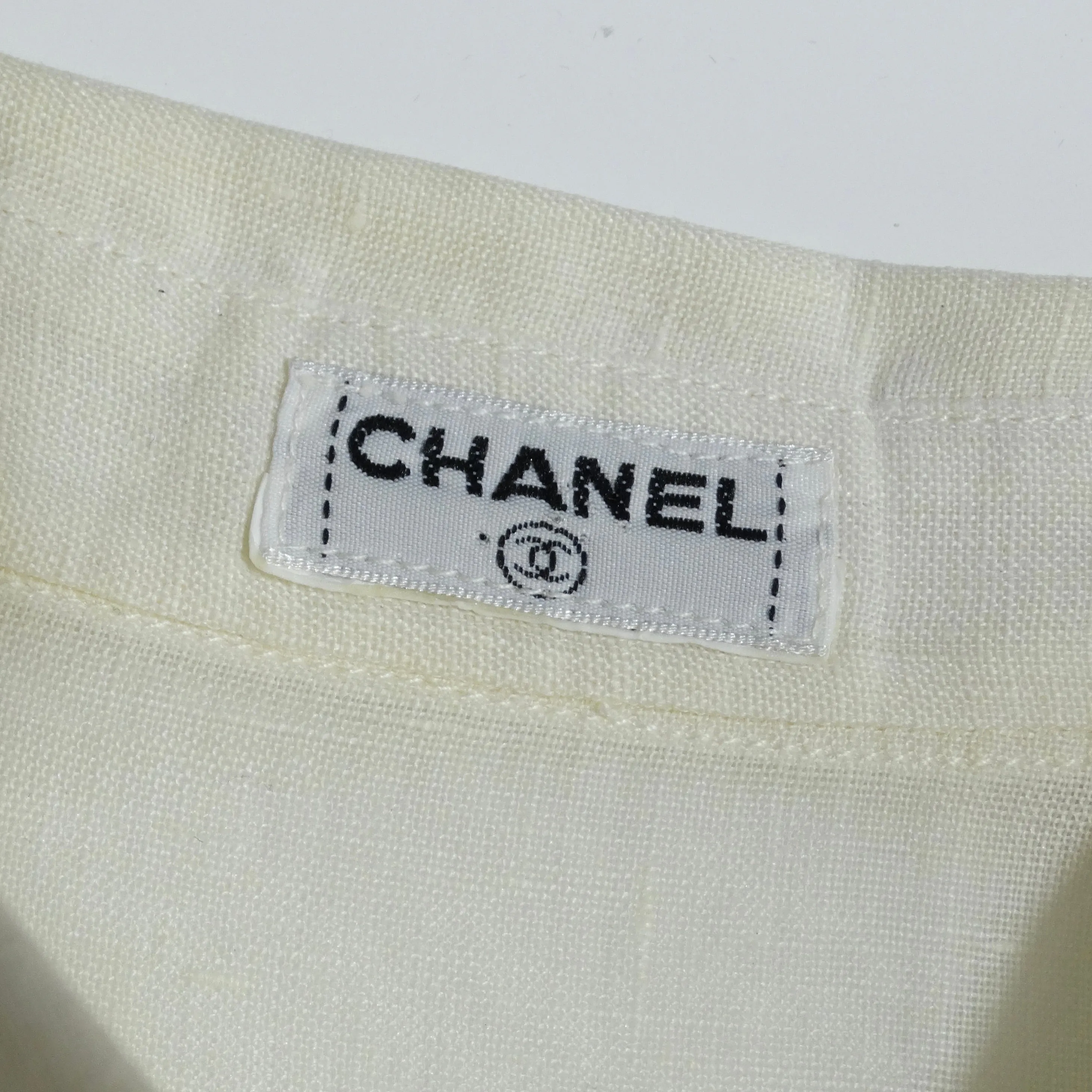 Chanel 90s White Linen Button Down Shirt