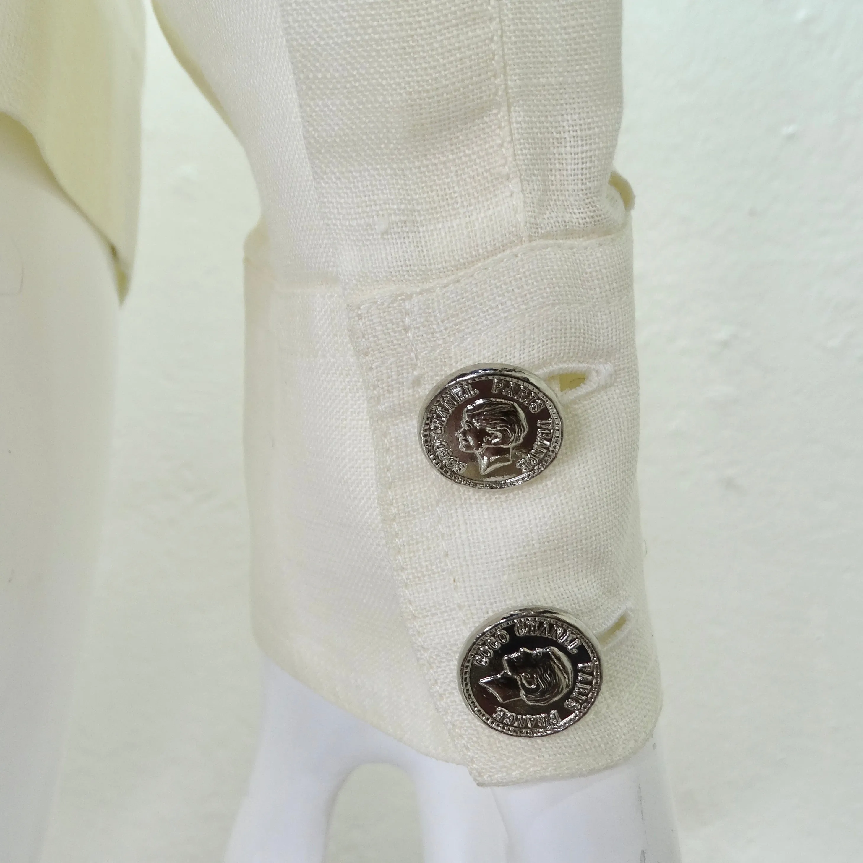 Chanel 90s White Linen Button Down Shirt