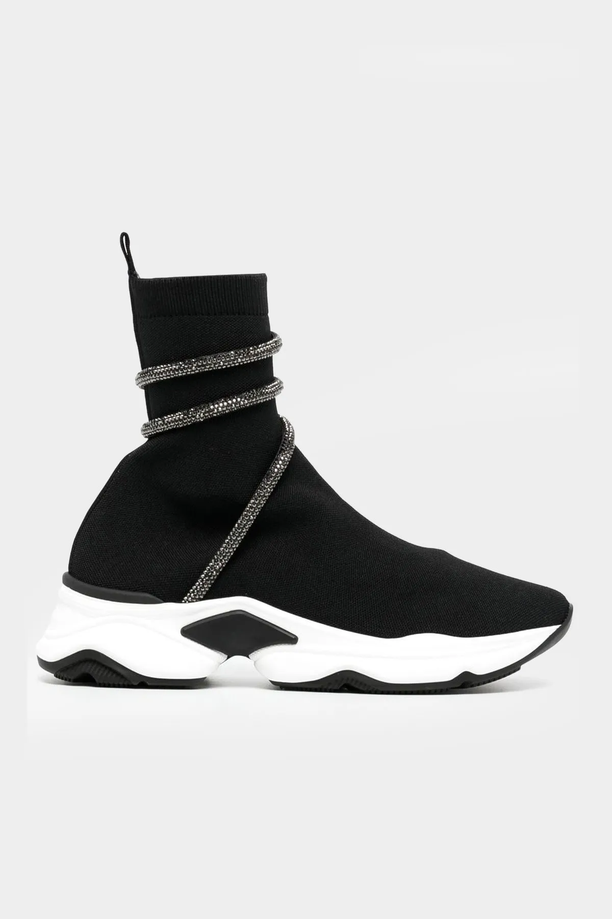 Cleo Crystal Wrap Sock Sneakers in Black