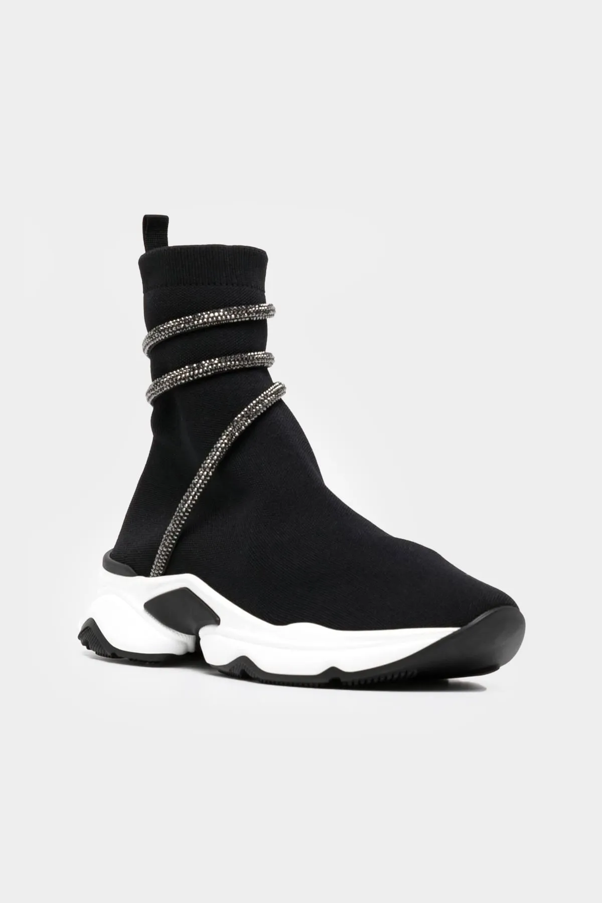 Cleo Crystal Wrap Sock Sneakers in Black