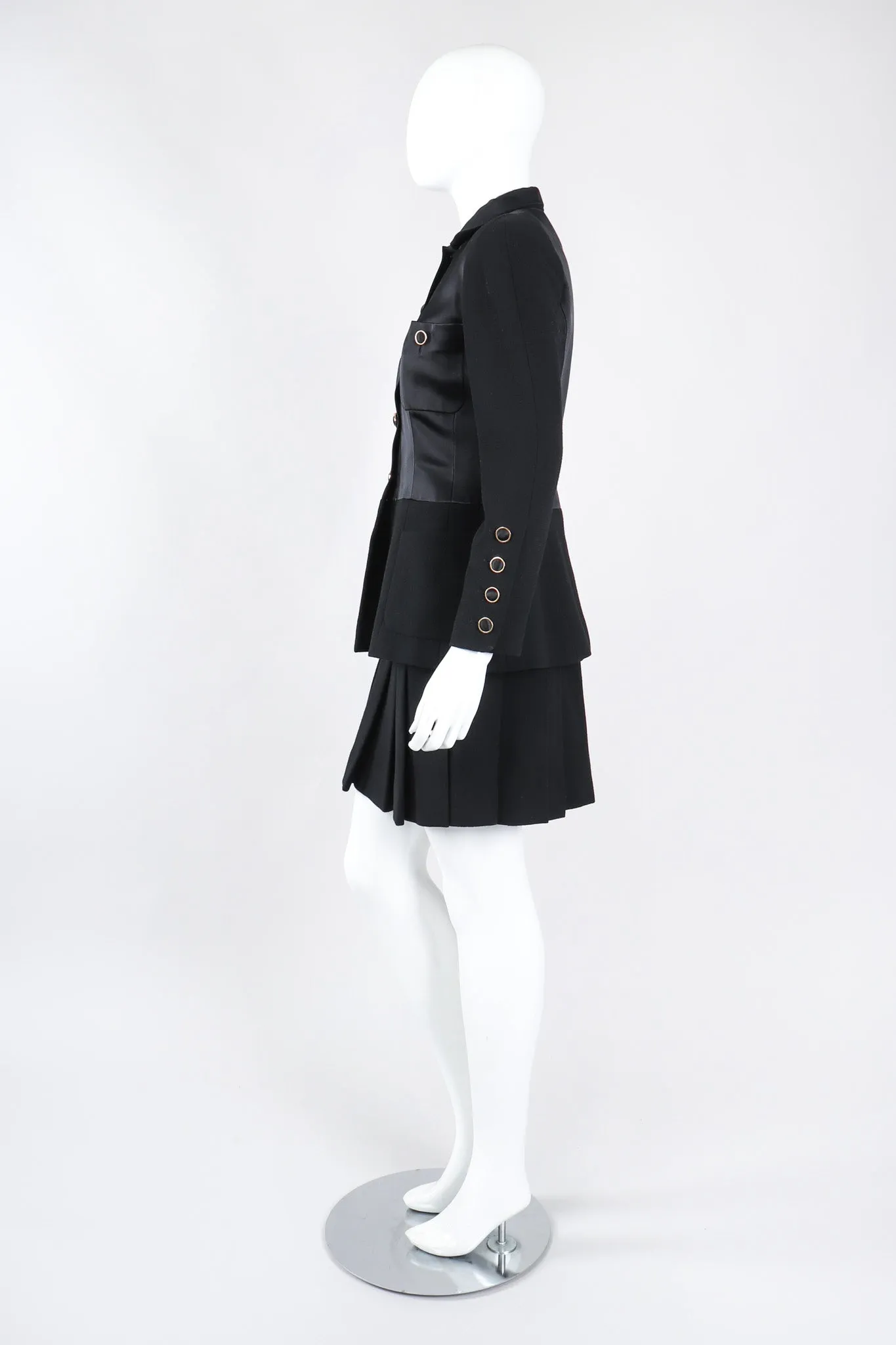 Contrast Jacket & Pleated Skirt Set