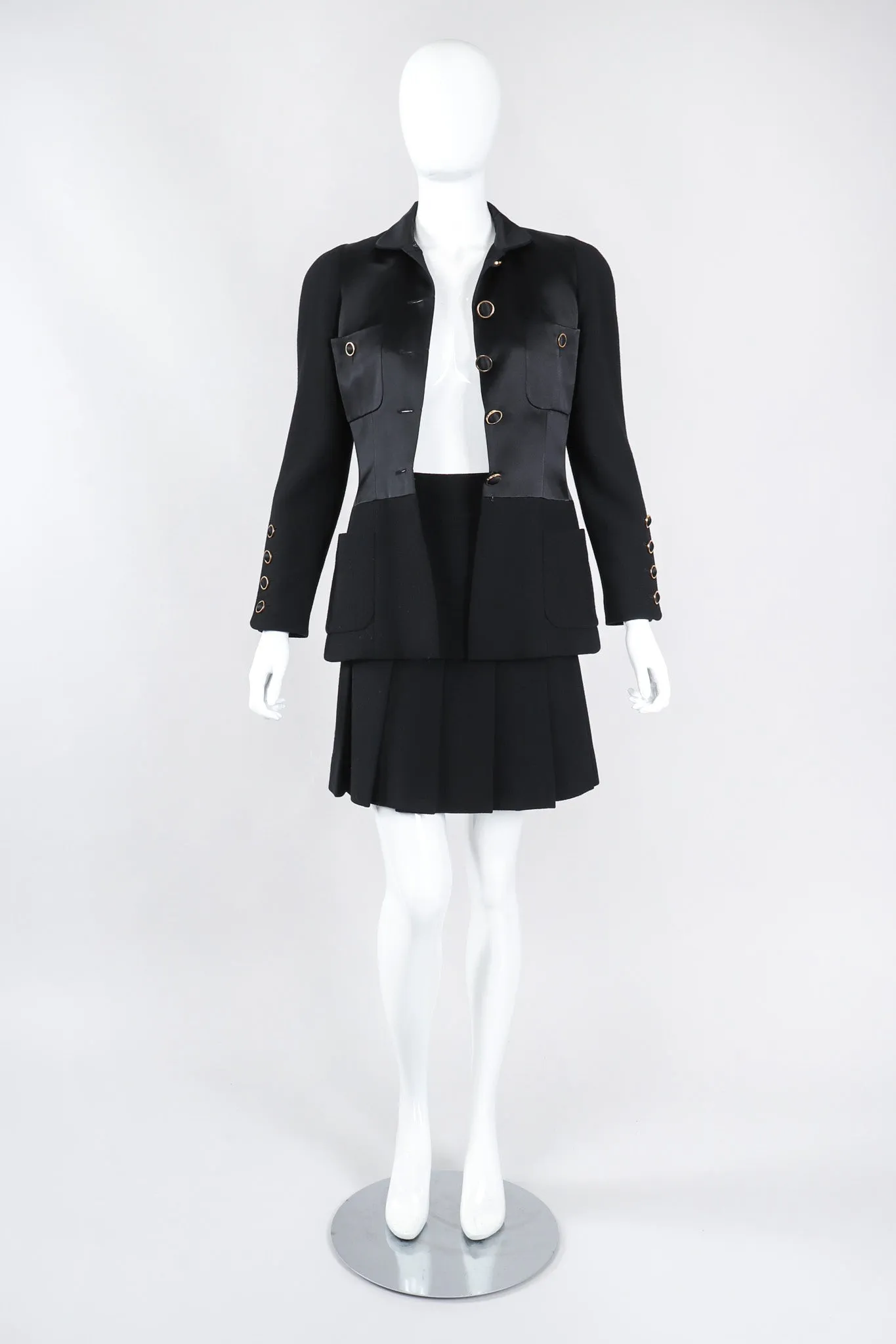 Contrast Jacket & Pleated Skirt Set