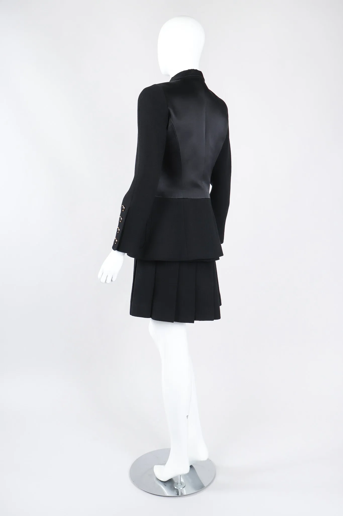 Contrast Jacket & Pleated Skirt Set