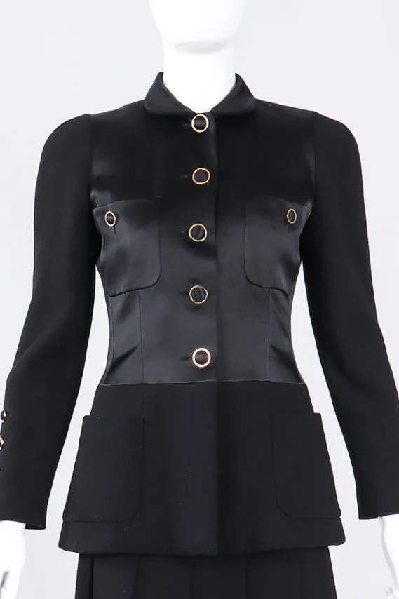 Contrast Jacket & Pleated Skirt Set