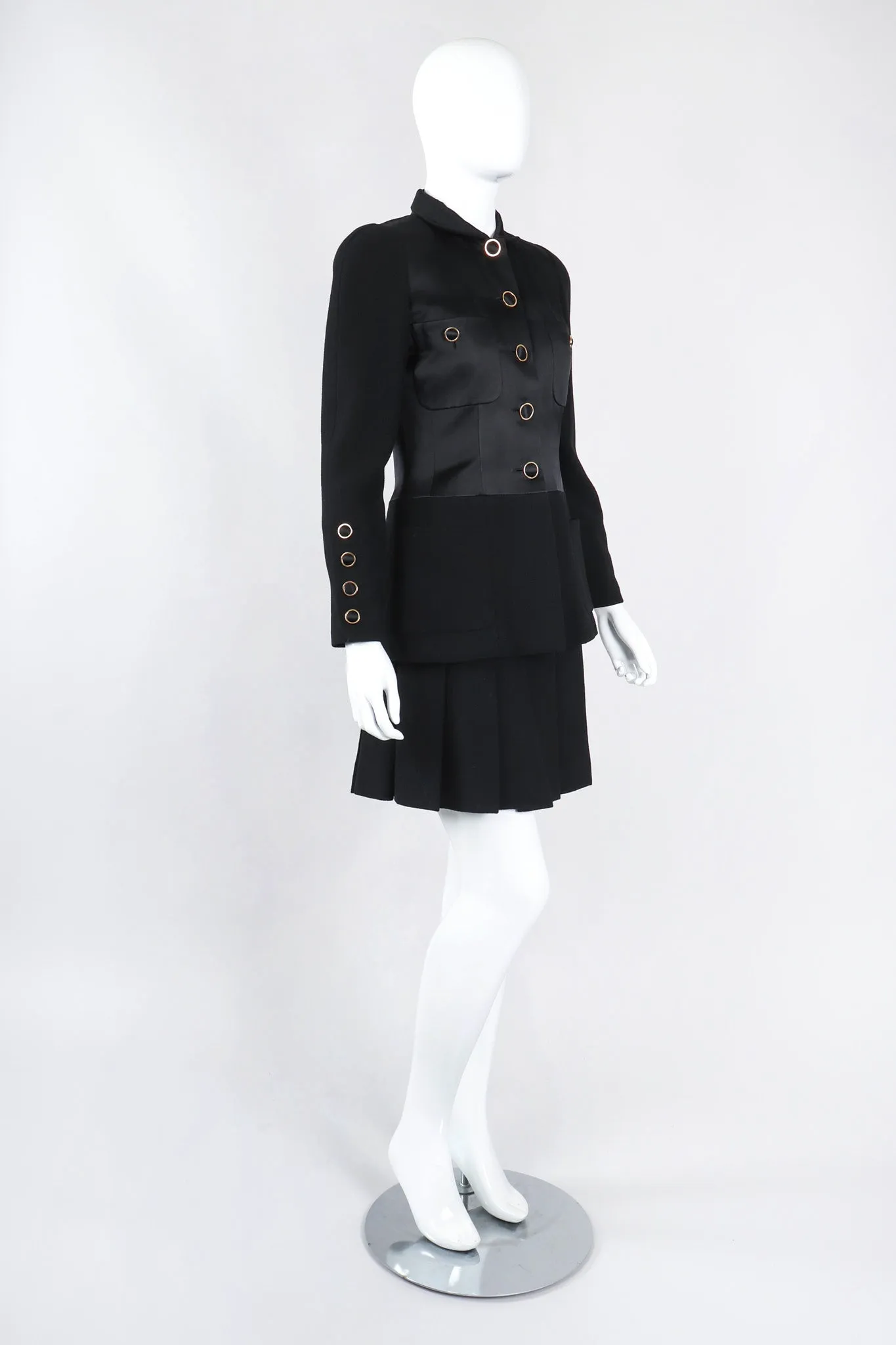 Contrast Jacket & Pleated Skirt Set