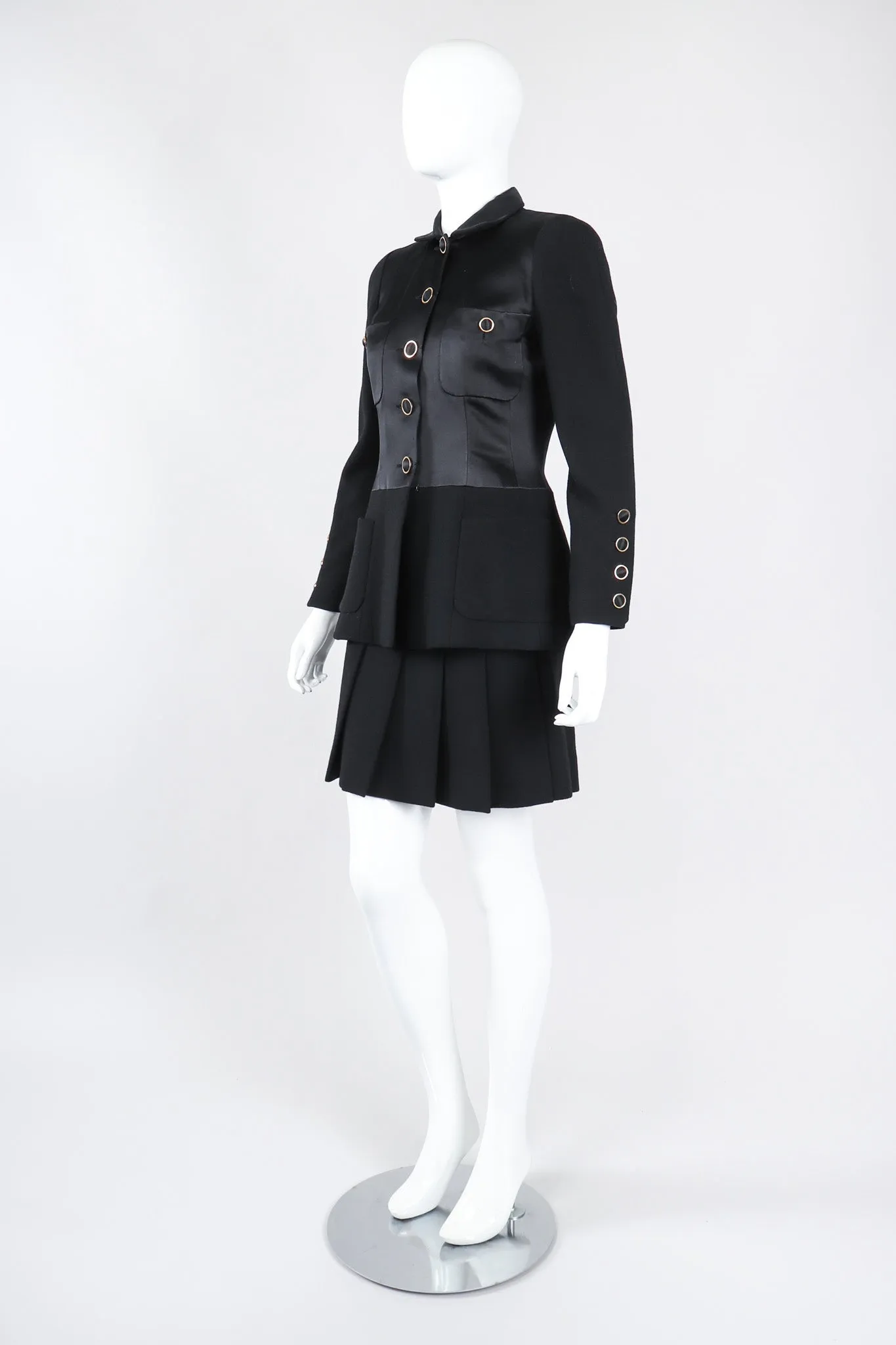 Contrast Jacket & Pleated Skirt Set