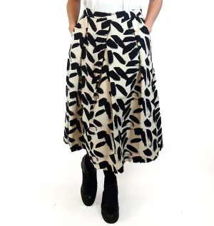 Country Road cotton-silk mix black and white print skirt size 10
