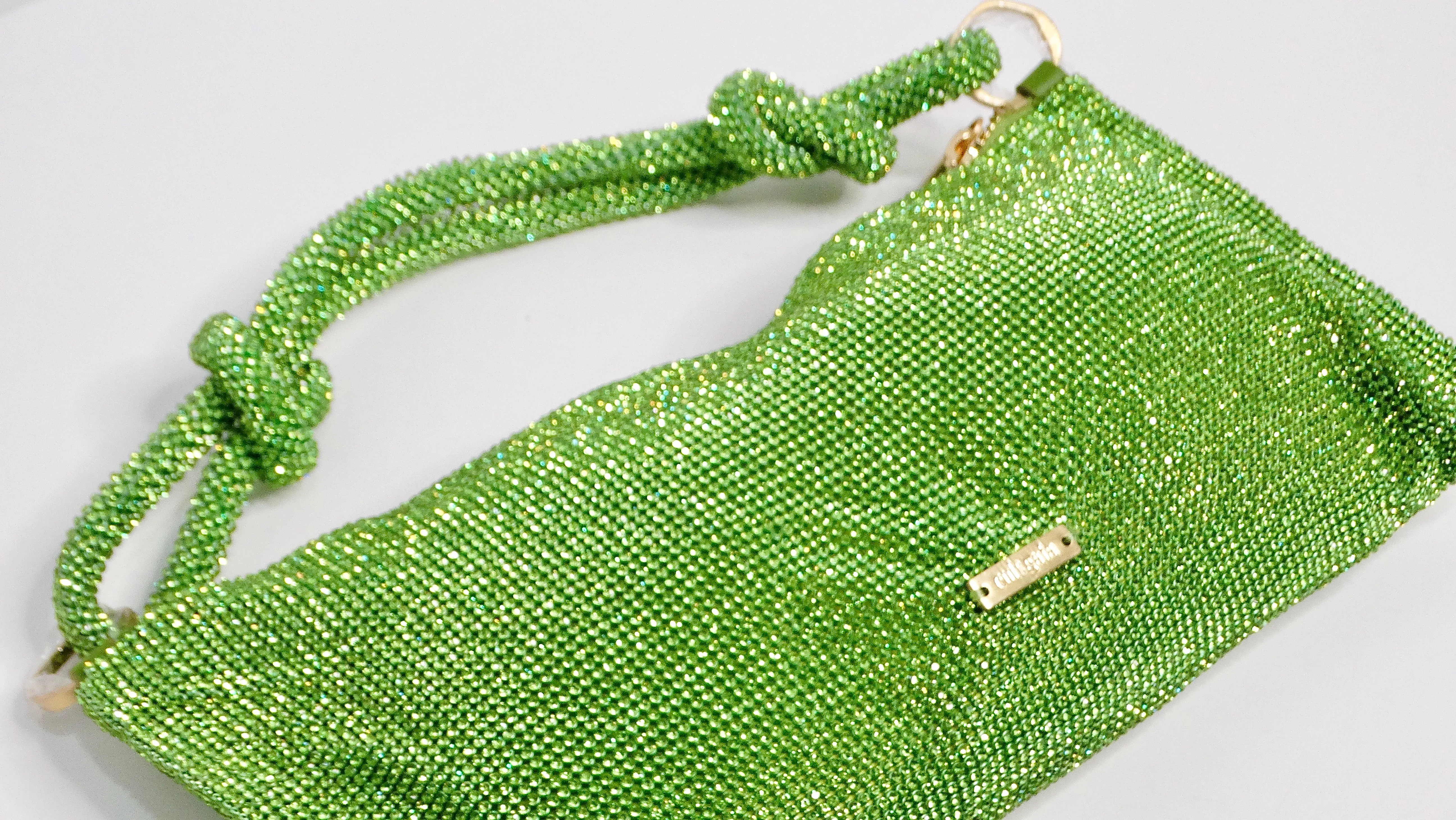 Cult Gaia Green Nano Hera Crystal Handbag