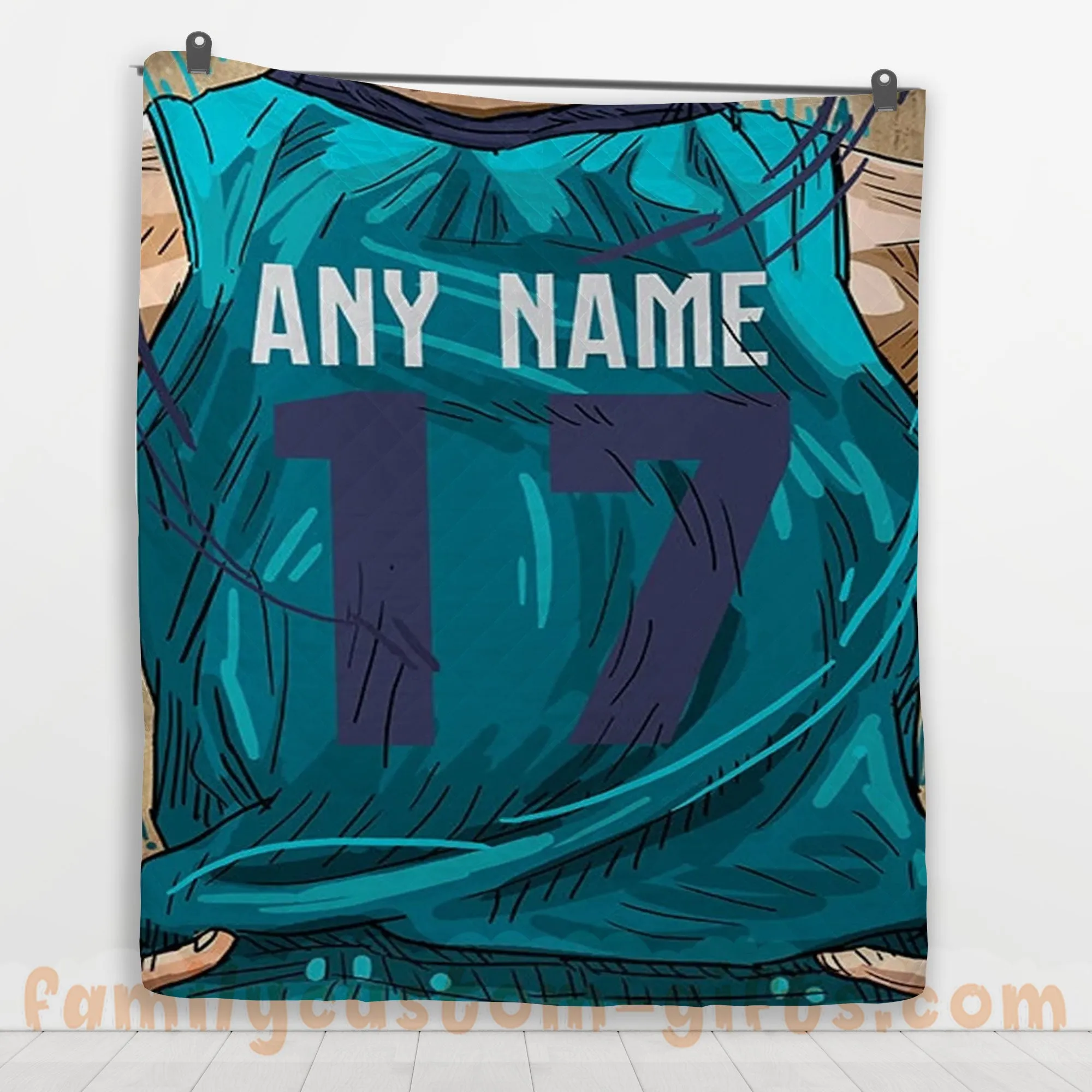 Custom Premium Quilt Blanket Charlotte Jersey Basketball Personalized Quilt Gifts for Her & Him
