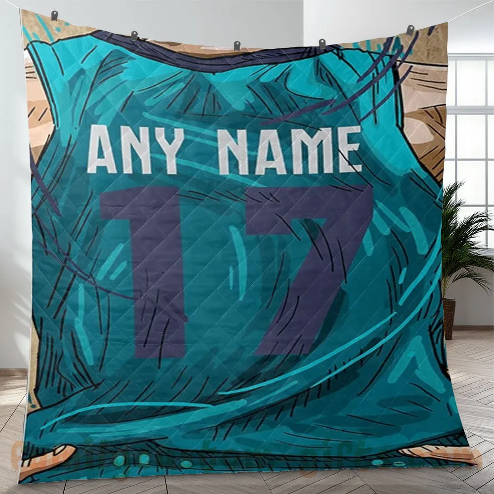 Custom Premium Quilt Blanket Charlotte Jersey Basketball Personalized Quilt Gifts for Her & Him
