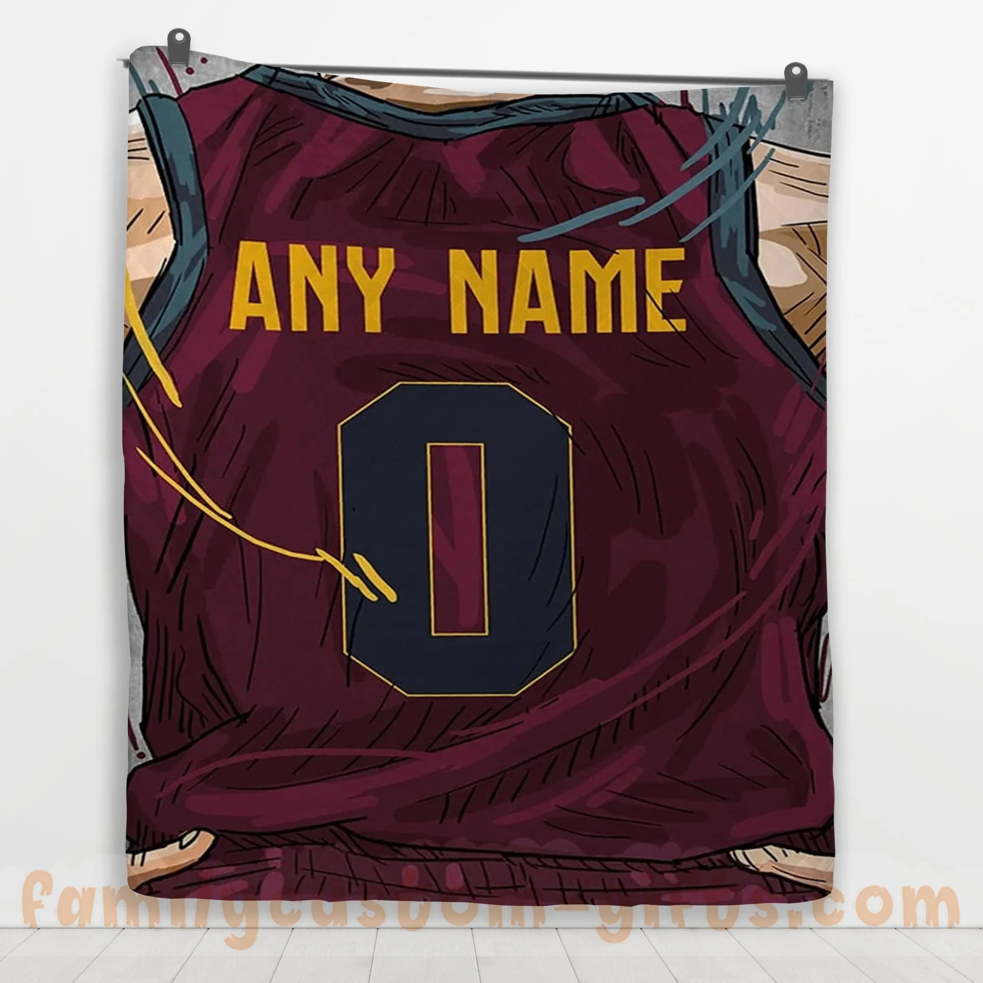 Custom Premium Quilt Blanket Cleveland Jersey Basketball Personalized Quilt Gifts for Her & Him