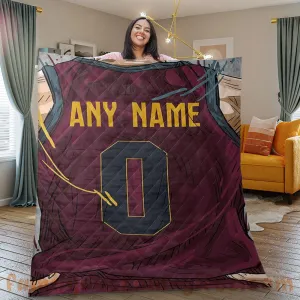 Custom Premium Quilt Blanket Cleveland Jersey Basketball Personalized Quilt Gifts for Her & Him