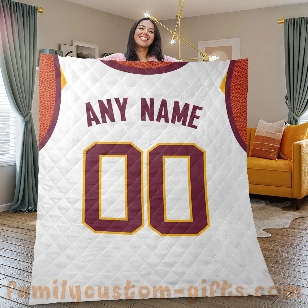 Custom Premium Quilt Blanket Cleveland Jersey Basketball Personalized Quilt Gifts for Her & Him
