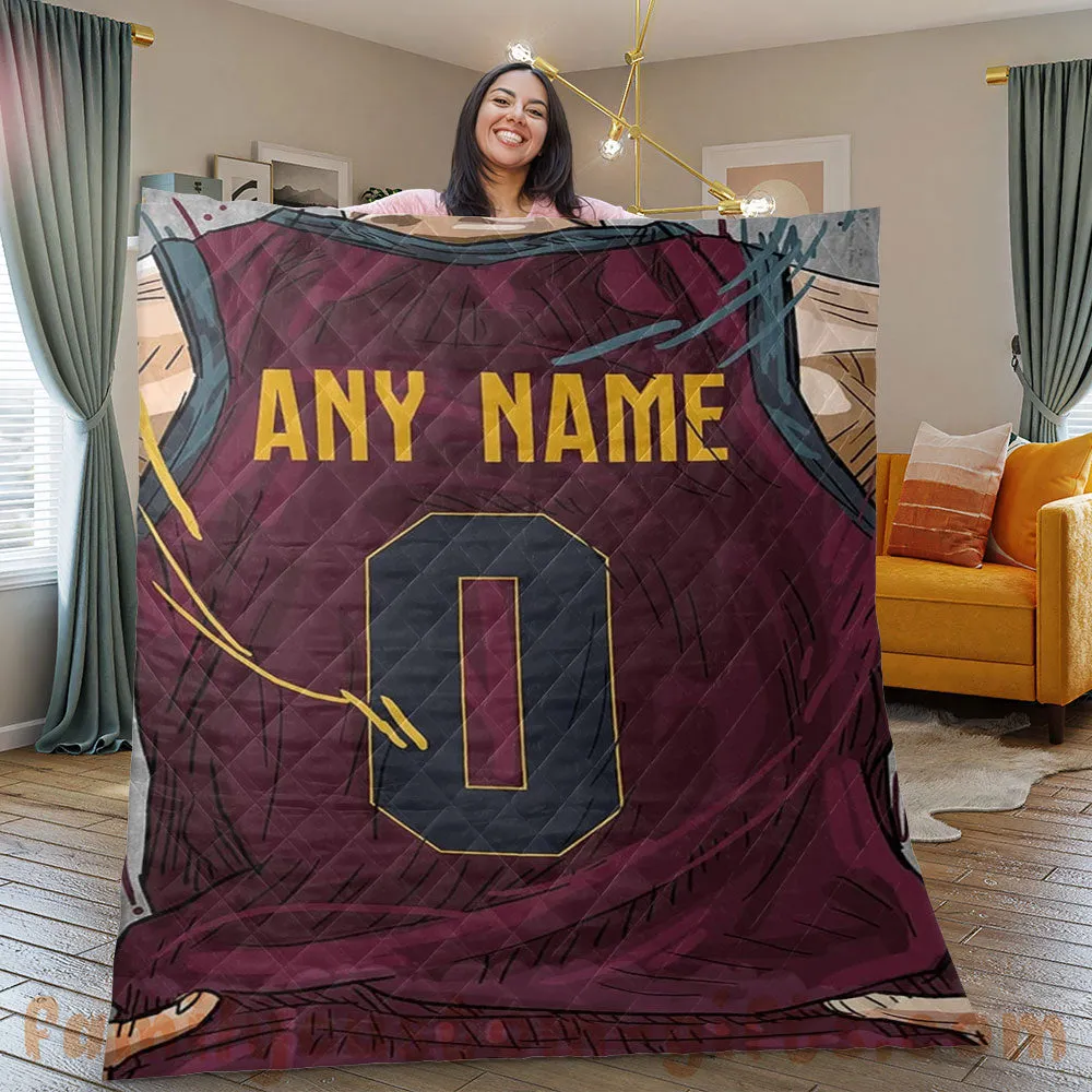 Custom Premium Quilt Blanket Cleveland Jersey Basketball Personalized Quilt Gifts for Her & Him