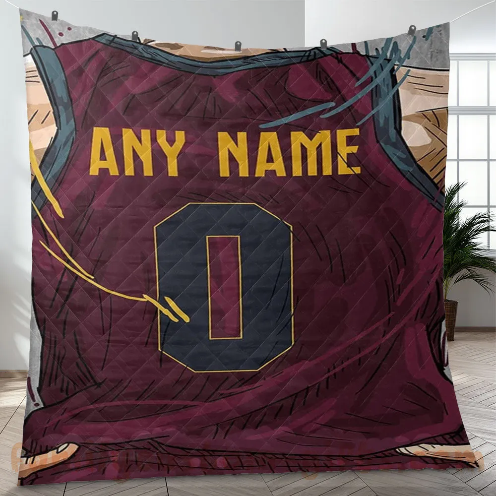 Custom Premium Quilt Blanket Cleveland Jersey Basketball Personalized Quilt Gifts for Her & Him