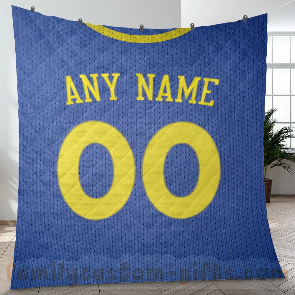 Custom Premium Quilt Blanket Golden State Jersey Basketball Personalized Quilt Gifts for Her & Him