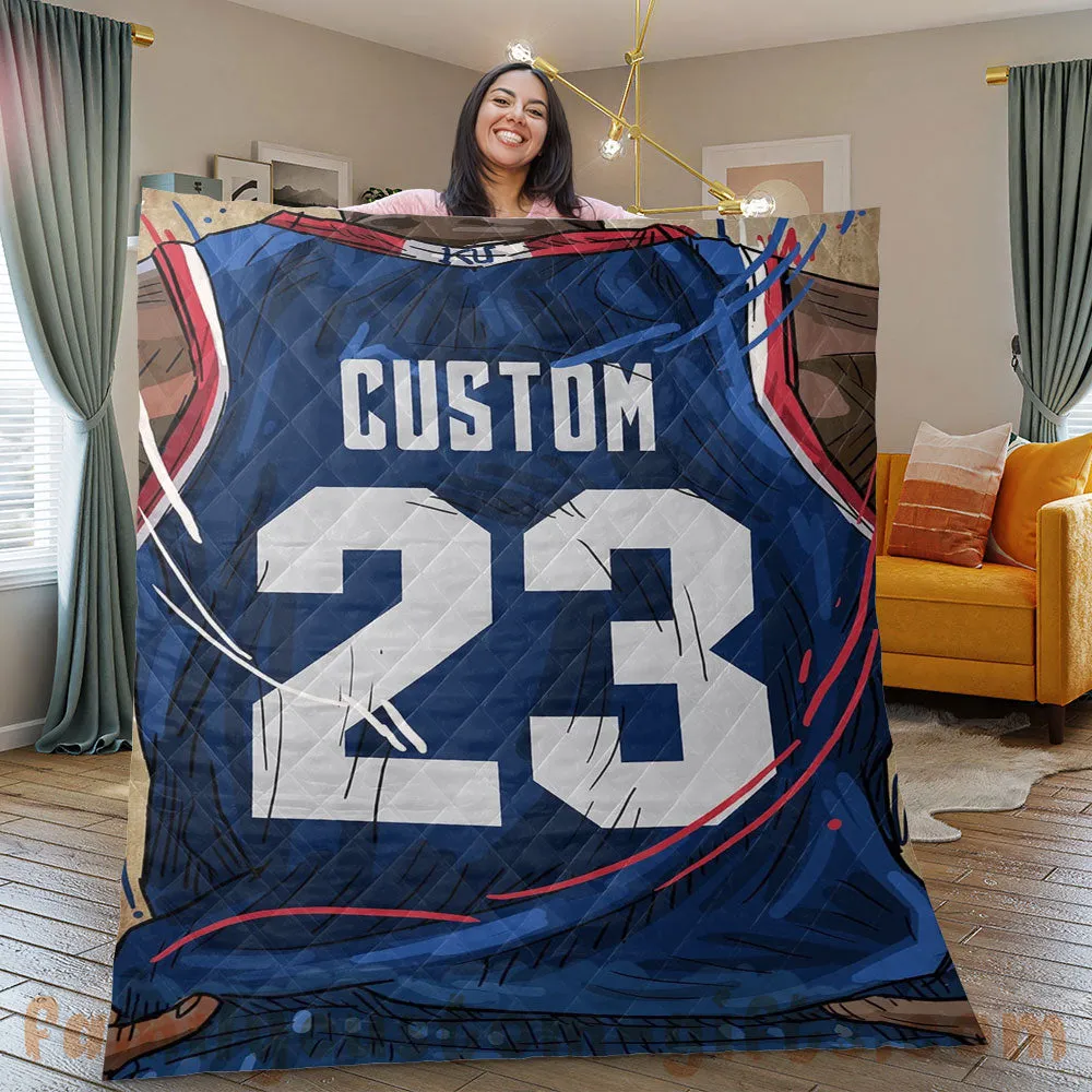Custom Premium Quilt Blanket Kansas Jersey Basketball Personalized Quilt Gifts for Her & Him