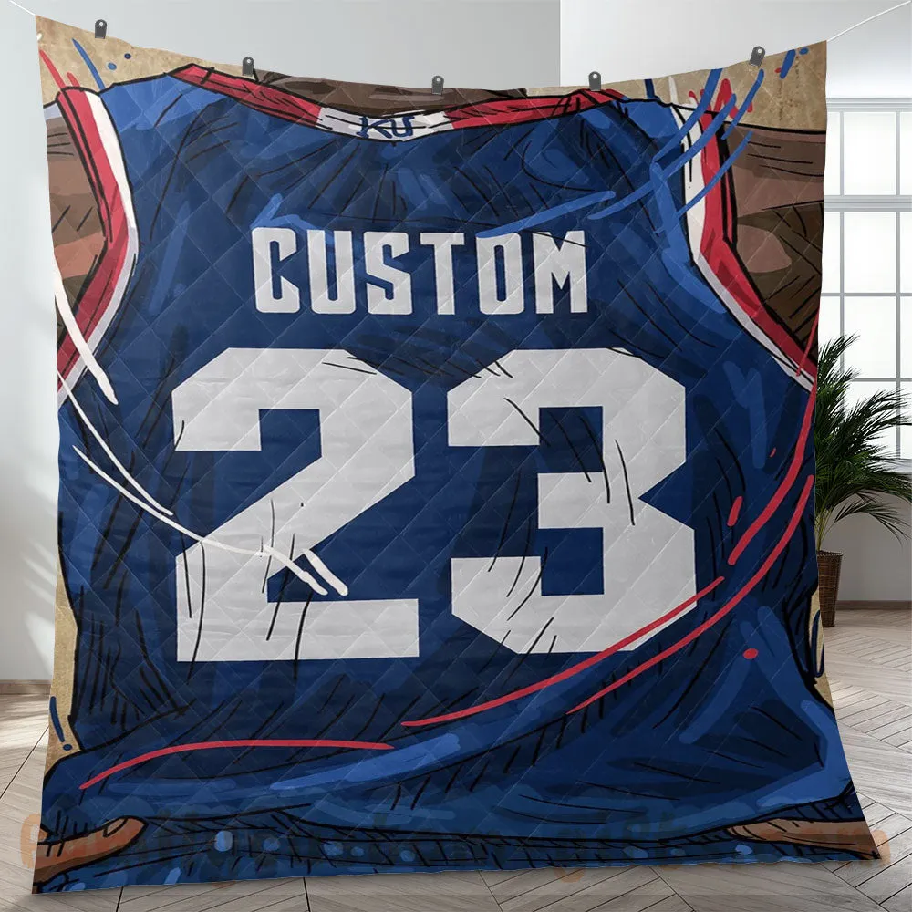 Custom Premium Quilt Blanket Kansas Jersey Basketball Personalized Quilt Gifts for Her & Him