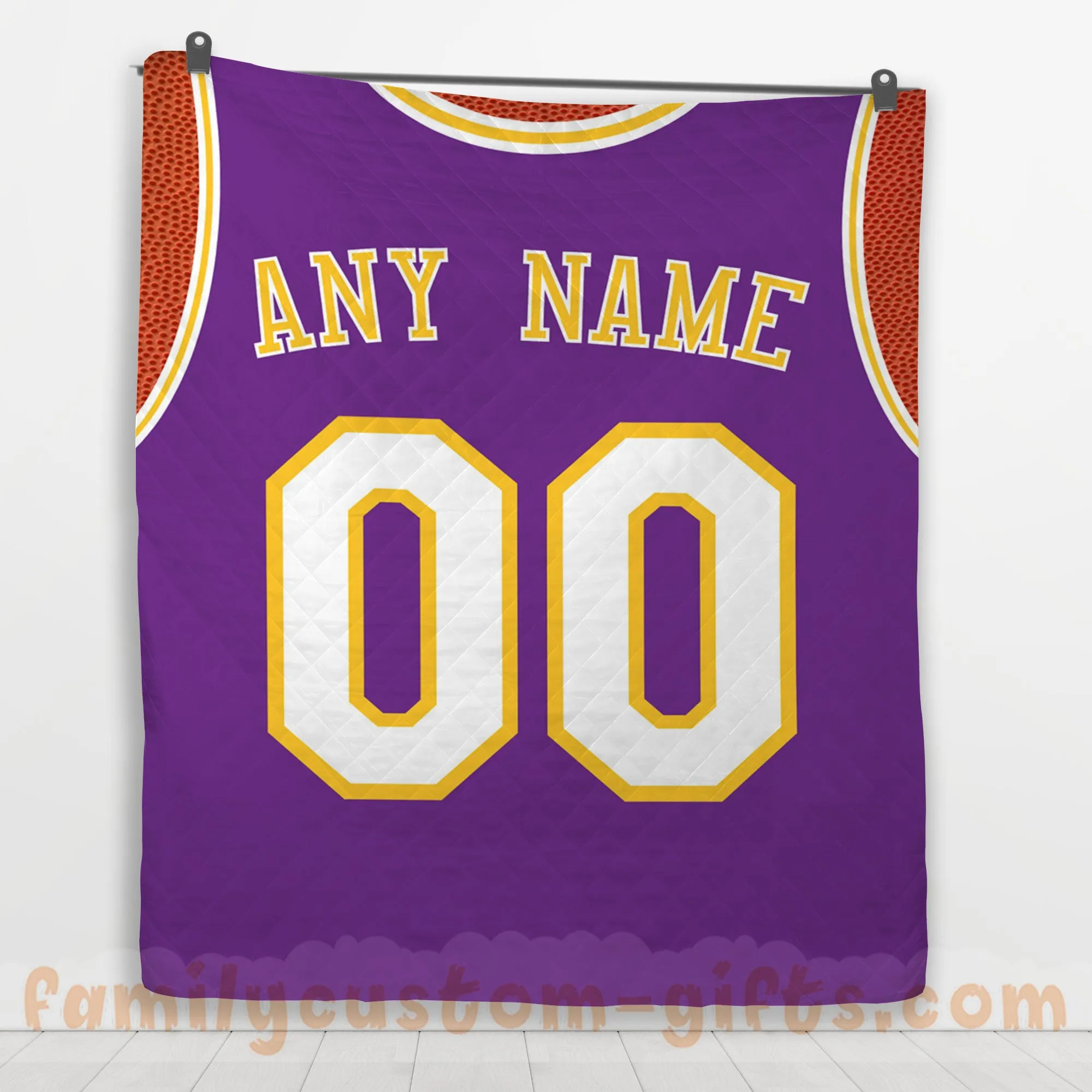 Custom Premium Quilt Blanket Los Angeles Jersey Basketball Personalized Quilt Gifts for Her & Him